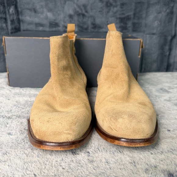Aldo Chelsea Boots Men 10 Tan Suede Elastic Goring Pull On Stacked Heel Romanian main image 4